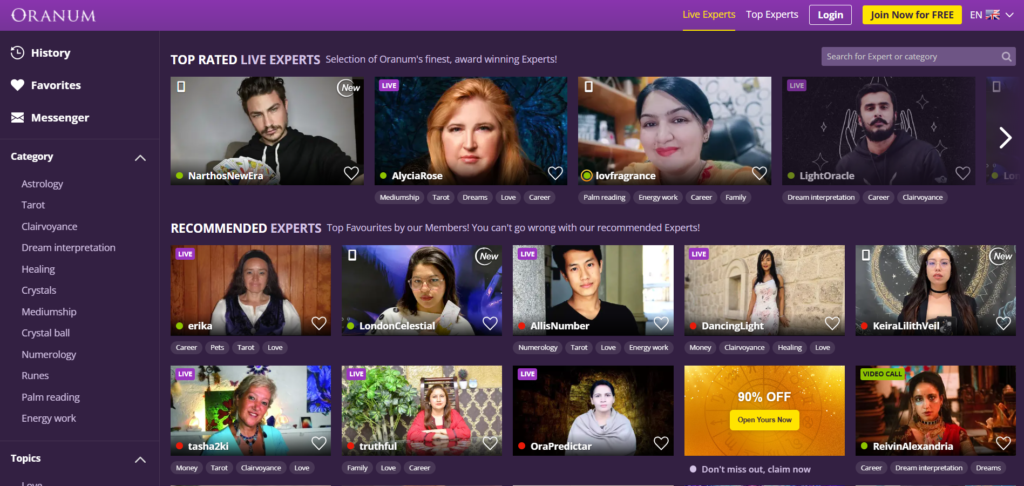 Oranum - best Psychic reading Websites