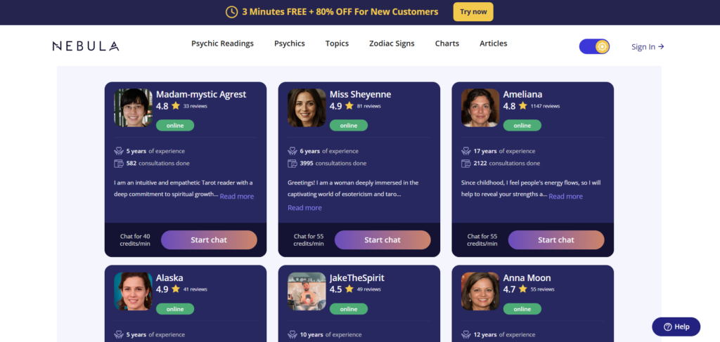asknebula - best online Psychic reading Websites